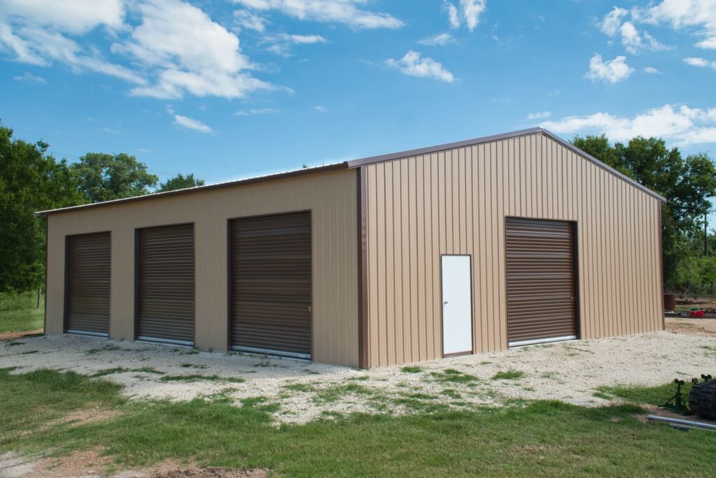 40x50 tan metal building with rollup doors