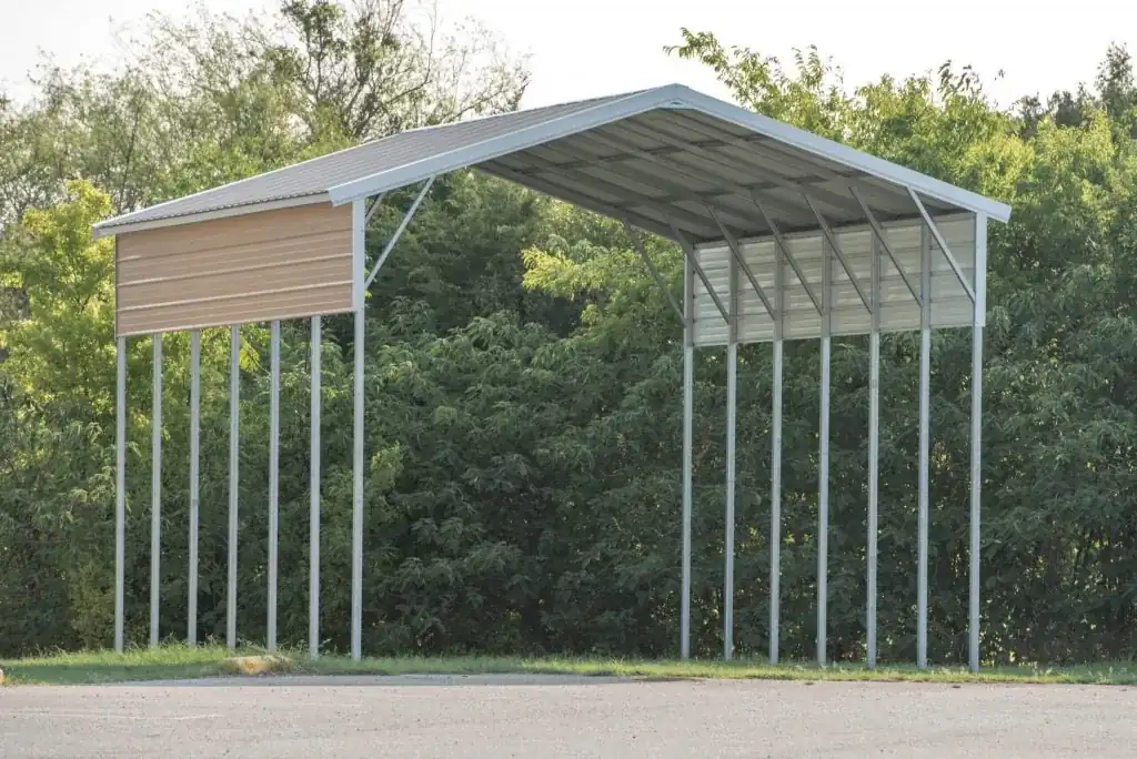 tan metal rv cover
