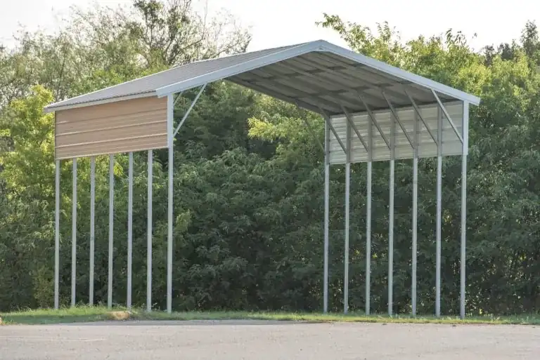 tan metal rv cover