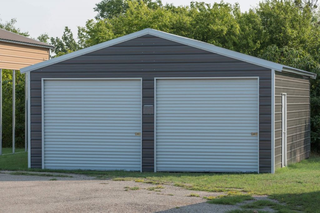 gray double door metal garage